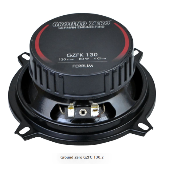 Ground Zero GZFC 130.2 2-drożny zestaw głośnikowy o średnicy woofera 130 mm. Moc woofera 90 W RMS